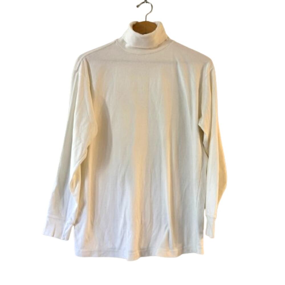 Meister Men's Turtleneck Sweater Size L White Knit‎ Long Sleeve Pullover